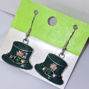 St. Patrick's Green Hat Shamrock Earrings Choice